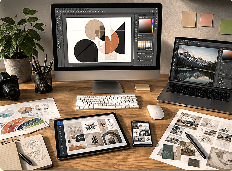 Adobe Illustrator, Photoshop, Canva teenused